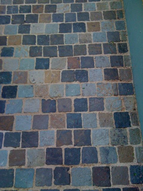 The colour of the Irish sandstone setts does mellow slightly with time