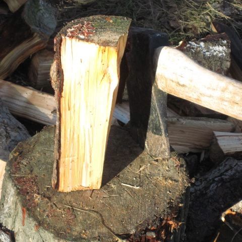 Log and axe
