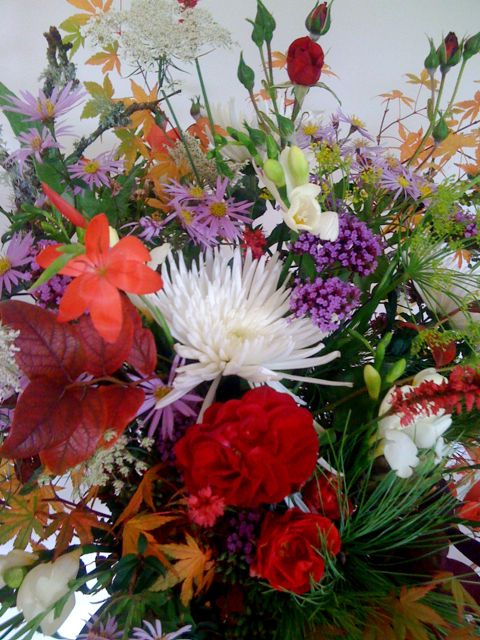 Natural garden flower bouquet, late October 2009